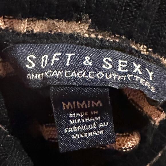 AEO American Eagle Soft & Sexy Black and Beige Striped Sweater Dress Women's M - Picture 2 of 8